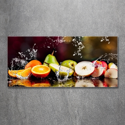 Cuadro decorativo de vidrio para salón horizontal Fruta y agua