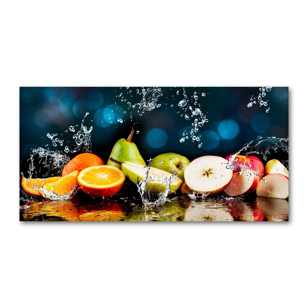 Foto en cristal de alta calidad con impresión uv horizontal Fruta y agua