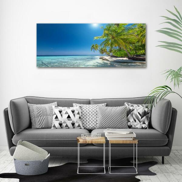 Impresión en cristal con acabado brillante horizontal Playa de Maldivas
