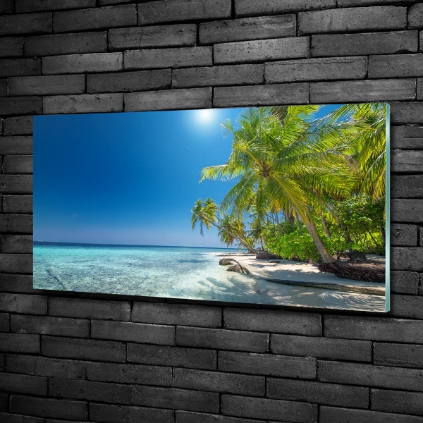 Impresión en cristal con acabado brillante horizontal Playa de Maldivas
