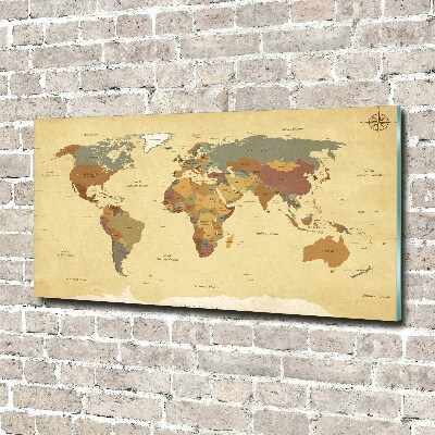 Foto en cristal de alta calidad con impresión uv horizontal Mapa político