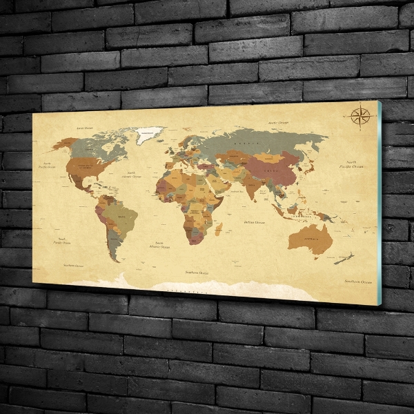 Foto en cristal de alta calidad con impresión uv horizontal Mapa político