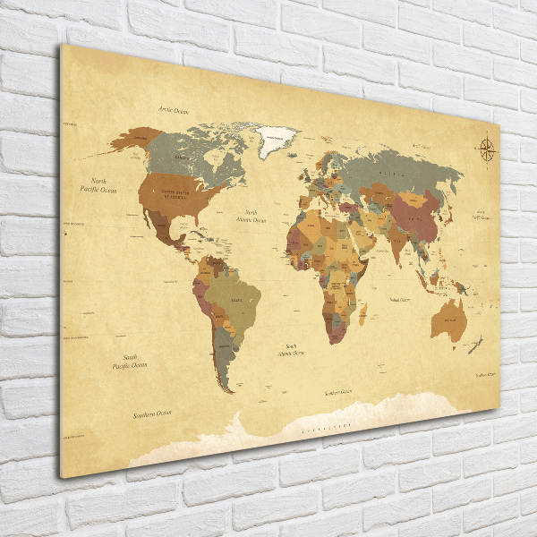 Foto en cristal de alta calidad con impresión uv horizontal Mapa político