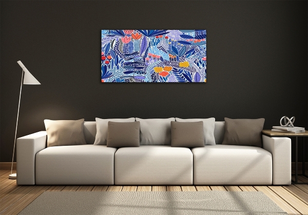 Impresión en cristal con acabado brillante horizontal Patrón floral