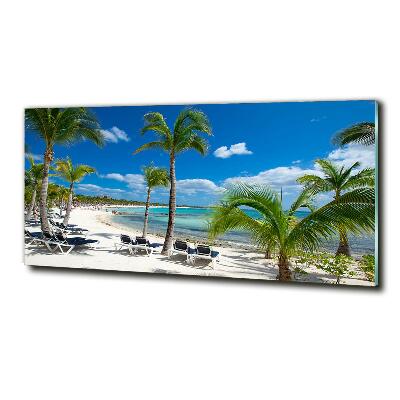 Impresión en cristal con acabado brillante horizontal Playa de Maldivas