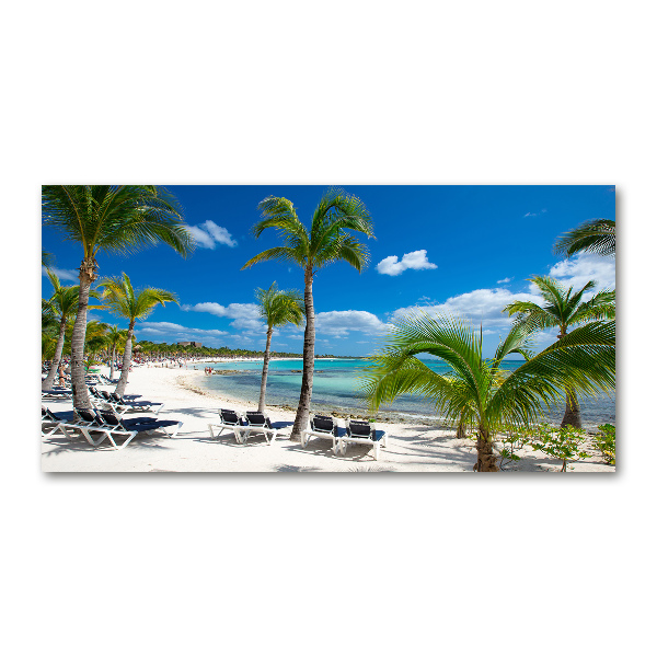 Impresión en cristal con acabado brillante horizontal Playa de Maldivas