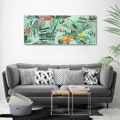 Cuadro decorativo de vidrio para salón horizontal Patrón floral