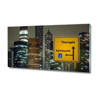 Cuadro decorativo de vidrio para salón horizontal Terapia en la ciudad
