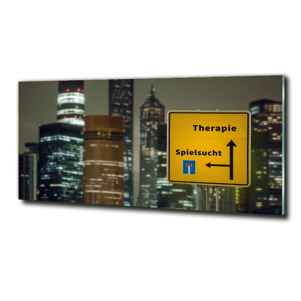 Cuadro decorativo de vidrio para salón horizontal Terapia en la ciudad