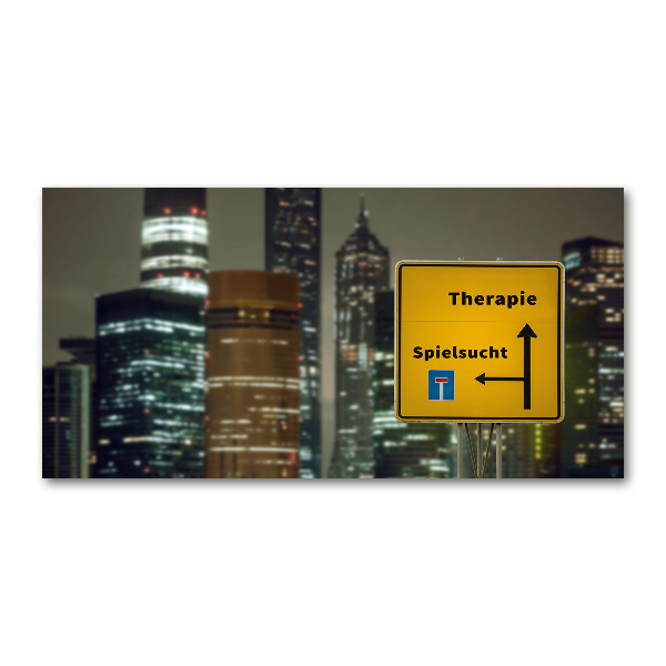 Cuadro decorativo de vidrio para salón horizontal Terapia en la ciudad