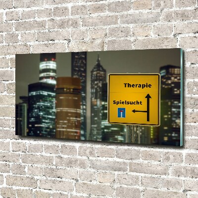 Cuadro decorativo de vidrio para salón horizontal Terapia en la ciudad