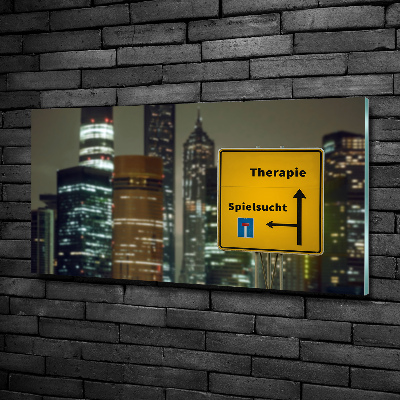 Cuadro decorativo de vidrio para salón horizontal Terapia en la ciudad