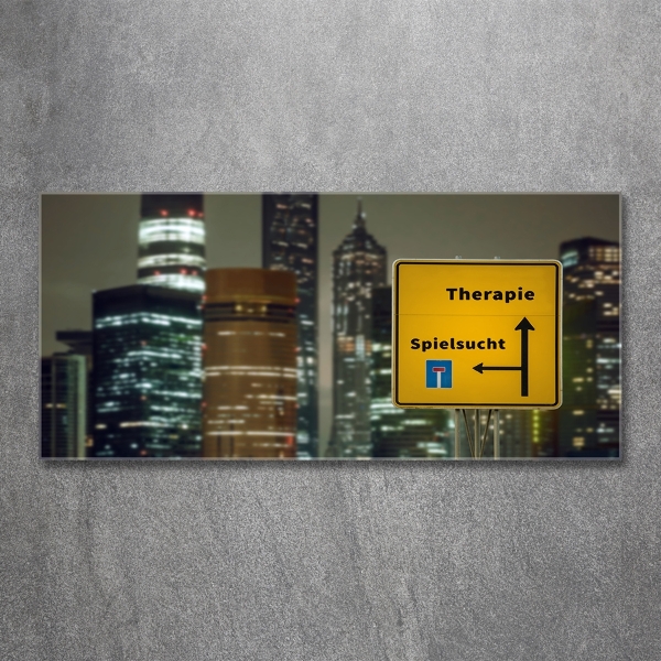 Cuadro decorativo de vidrio para salón horizontal Terapia en la ciudad