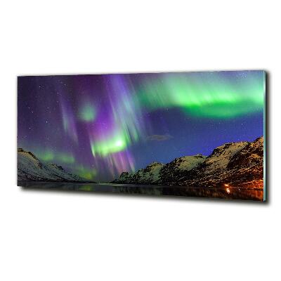 Cuadro decorativo de vidrio para salón horizontal Auroras boreales