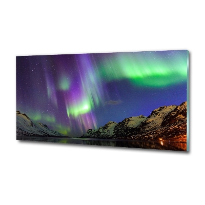 Cuadro decorativo de vidrio para salón horizontal Auroras boreales