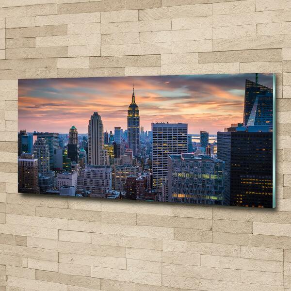 Cuadro decorativo de vidrio para salón horizontal Manhattan Nueva York