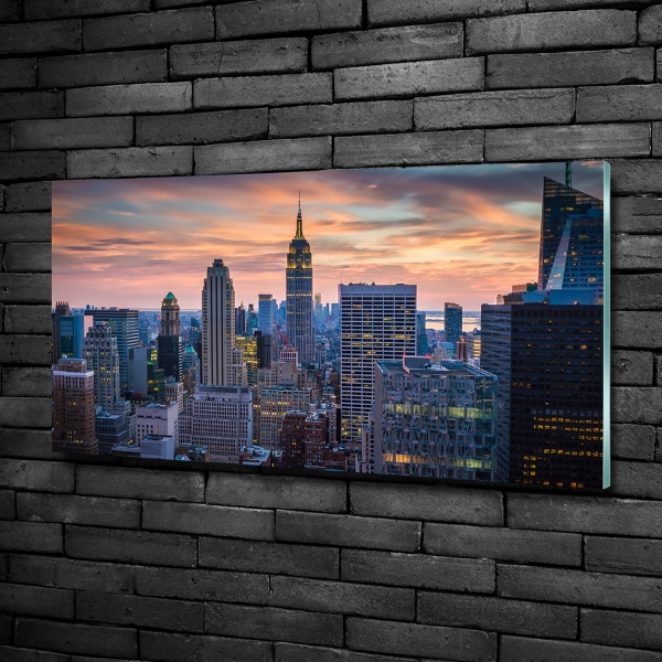 Cuadro decorativo de vidrio para salón horizontal Manhattan Nueva York