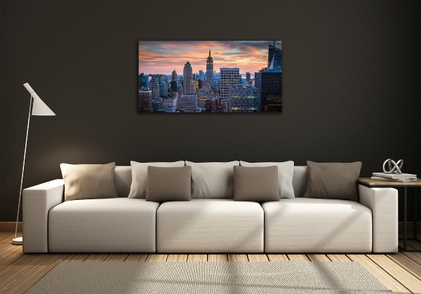 Cuadro decorativo de vidrio para salón horizontal Manhattan Nueva York