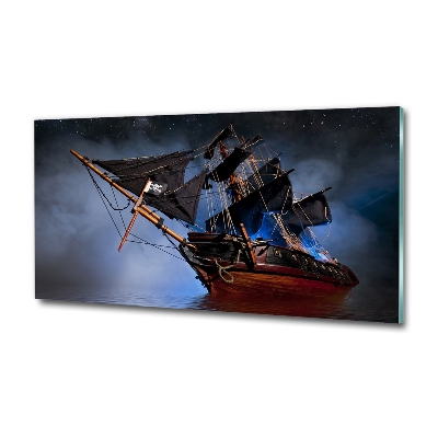 Cuadro decorativo de vidrio para salón horizontal barco pirata