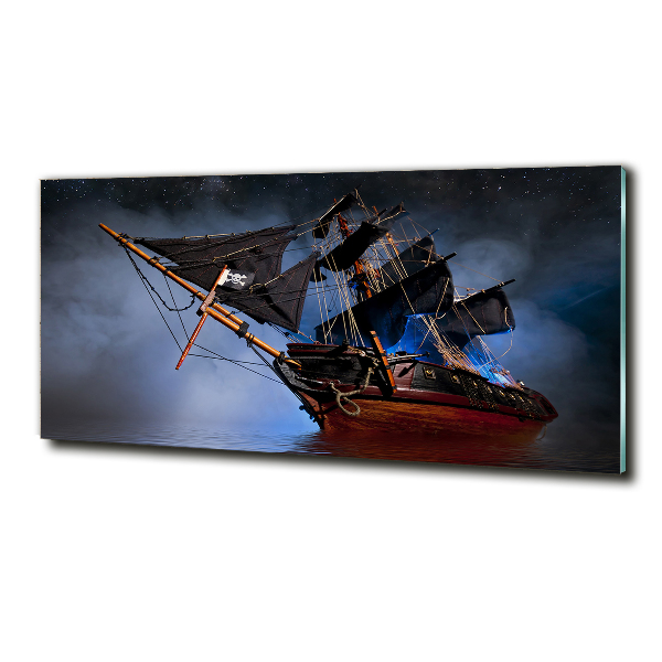 Cuadro decorativo de vidrio para salón horizontal barco pirata