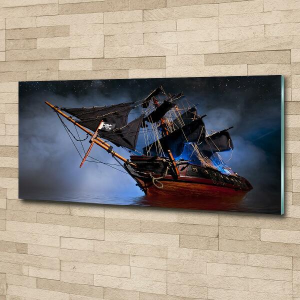 Cuadro decorativo de vidrio para salón horizontal barco pirata