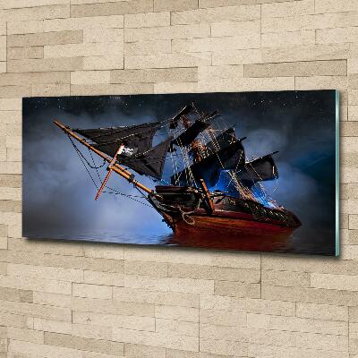 Cuadro decorativo de vidrio para salón horizontal barco pirata