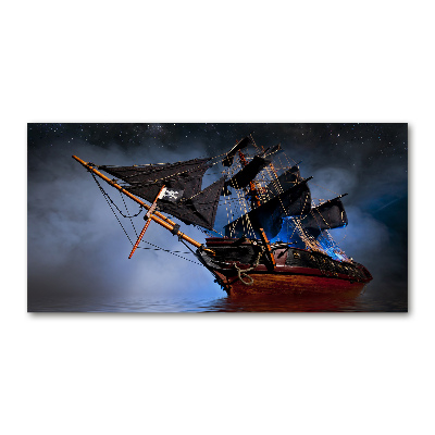 Cuadro decorativo de vidrio para salón horizontal barco pirata