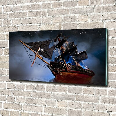 Cuadro decorativo de vidrio para salón horizontal barco pirata