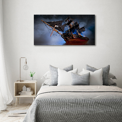 Cuadro decorativo de vidrio para salón horizontal barco pirata
