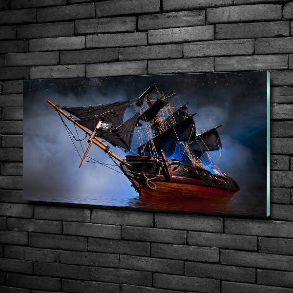 Cuadro decorativo de vidrio para salón horizontal barco pirata