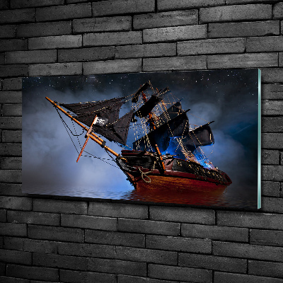 Cuadro decorativo de vidrio para salón horizontal barco pirata