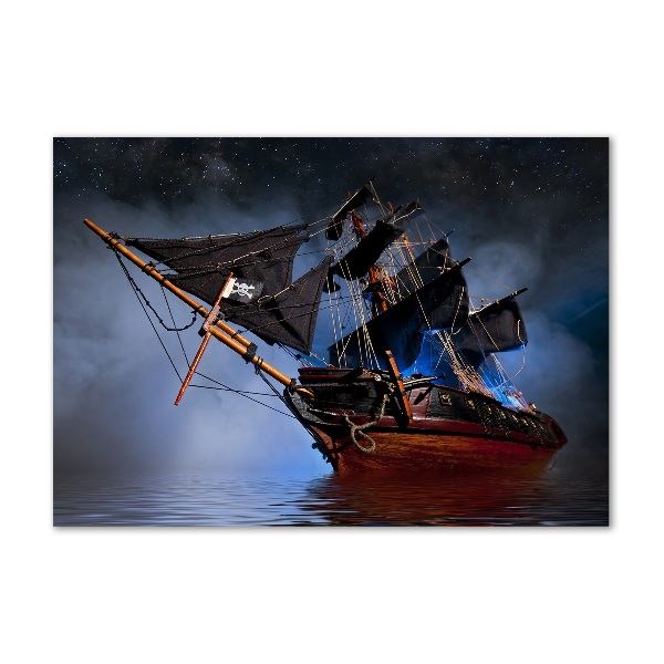 Cuadro decorativo de vidrio para salón horizontal barco pirata