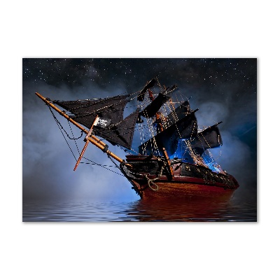Cuadro decorativo de vidrio para salón horizontal barco pirata