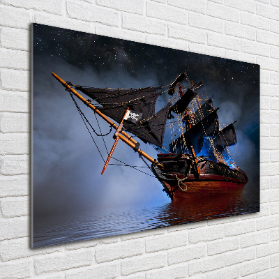 Cuadro decorativo de vidrio para salón horizontal barco pirata