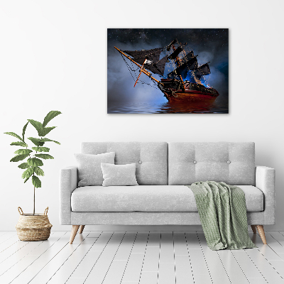 Cuadro decorativo de vidrio para salón horizontal barco pirata