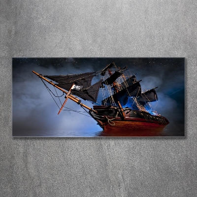Cuadro decorativo de vidrio para salón horizontal barco pirata