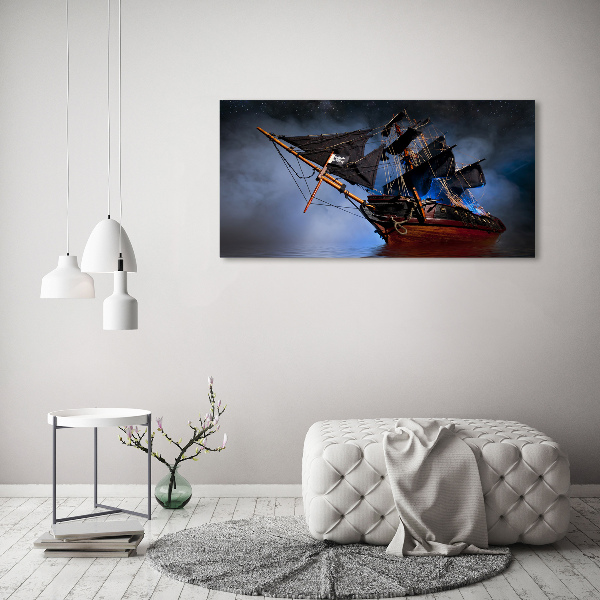Cuadro decorativo de vidrio para salón horizontal barco pirata