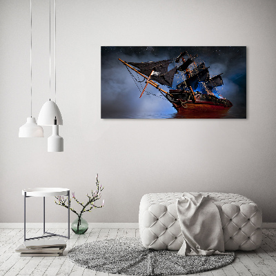 Cuadro decorativo de vidrio para salón horizontal barco pirata