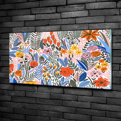 Cuadro de cristal templado moderno horizontal Patrón floral