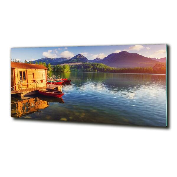 Foto en cristal de alta calidad con impresión uv horizontal Lago en las montañas