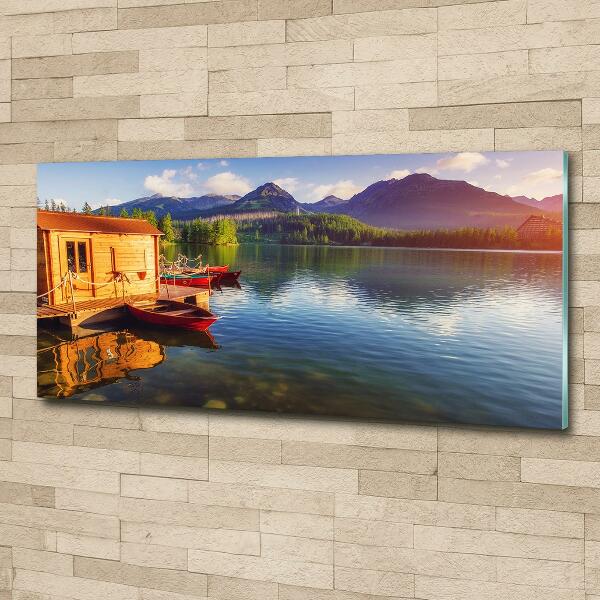 Foto en cristal de alta calidad con impresión uv horizontal Lago en las montañas