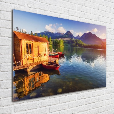 Foto en cristal de alta calidad con impresión uv horizontal Lago en las montañas