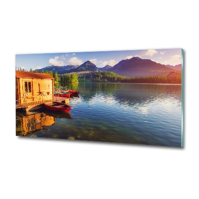 Foto en cristal de alta calidad con impresión uv horizontal Lago en las montañas