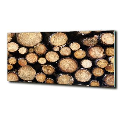 Cuadro de cristal templado moderno horizontal Troncos de madera