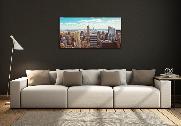 Foto en cristal de alta calidad con impresión uv horizontal Vista aérea de Nueva York