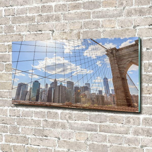 Cuadro de cristal templado moderno horizontal Puente de Nueva York