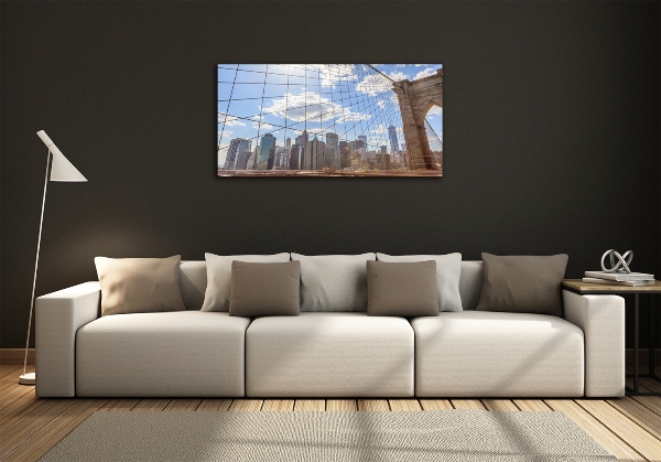 Cuadro de cristal templado moderno horizontal Puente de Nueva York