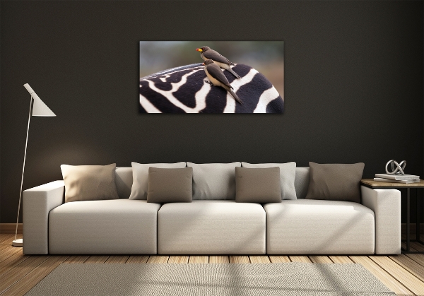 Cuadro de cristal templado moderno horizontal Pájaros y cebras
