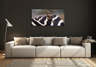 Cuadro de cristal templado moderno horizontal Pájaros y cebras