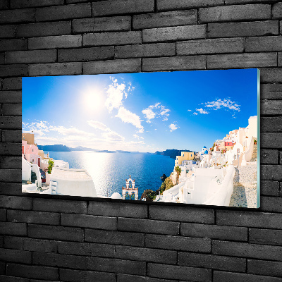 Cuadro de cristal templado moderno horizontal Santorini, Grecia